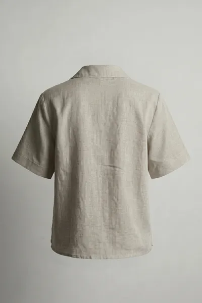 Oversize Short Sleeve Linen Polo Shirt