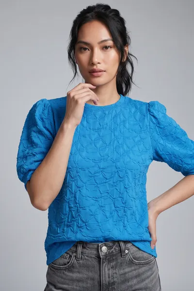 Lace Sleeve Fabric Ladies Blouse
