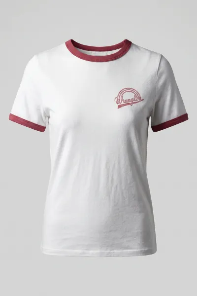 Ringer Ladies T-Shirt Casual Contrast Trim Cotton Top